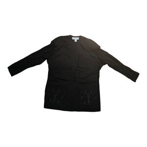 Vintage Evan Picone Women Black Embroidered Blazer L